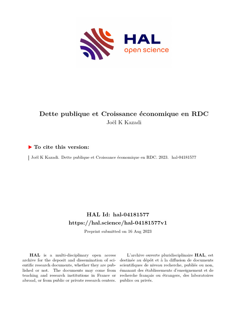 Seuil optimal de la dette en RDC | PDF | Dette publique | Dettes
