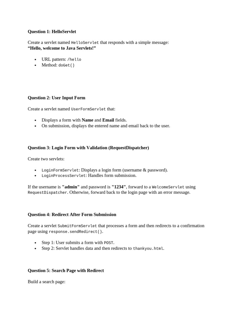 Java Servlet Examples and Implementations | PDF