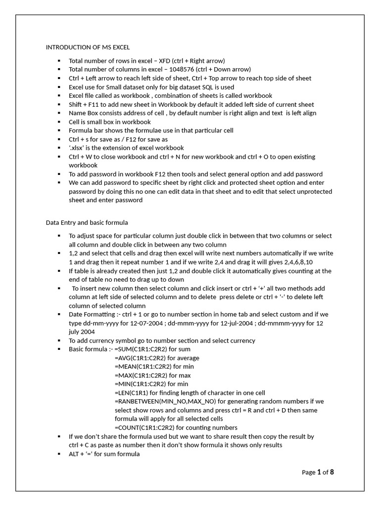 Introduction of MS Excel | PDF | Microsoft Excel | Computing