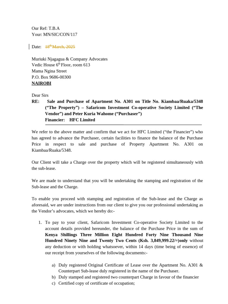 Sale and Purchase Agreement for Apartment A301 | PDF | Business Law ...