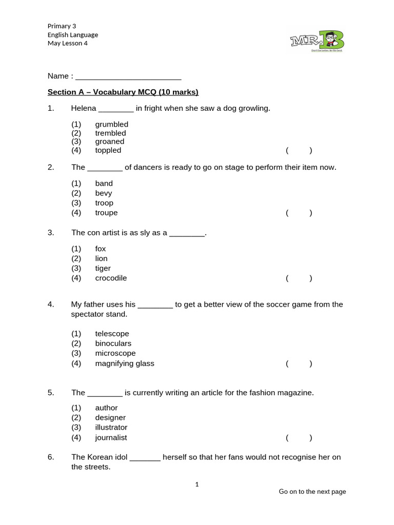 SA1 P3 Paper 2 EL Booklet A_Draft 3 | PDF