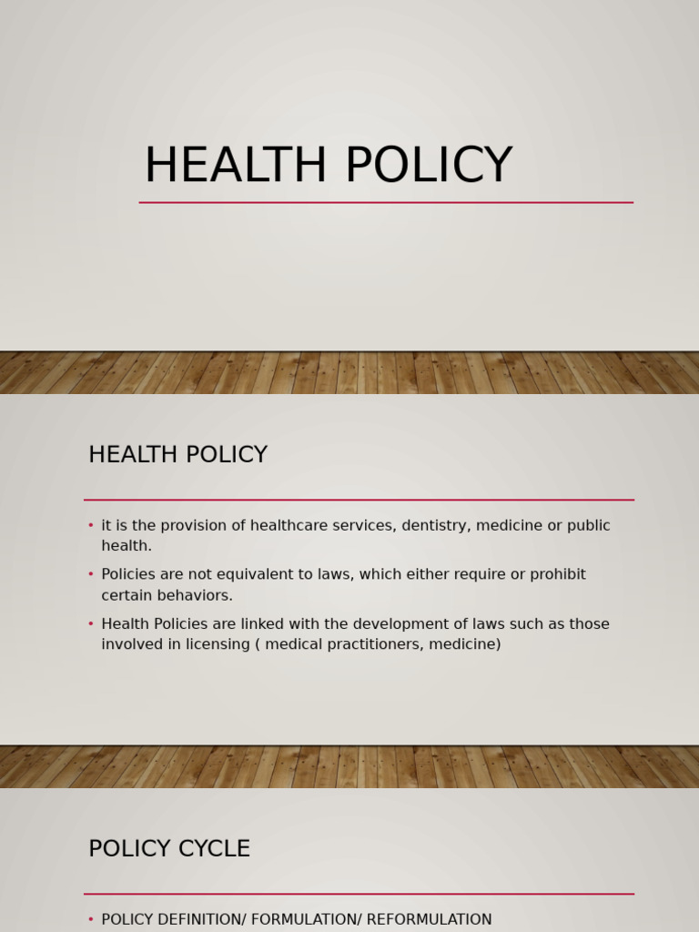 Comprehensive Overview of Health Policy | PDF