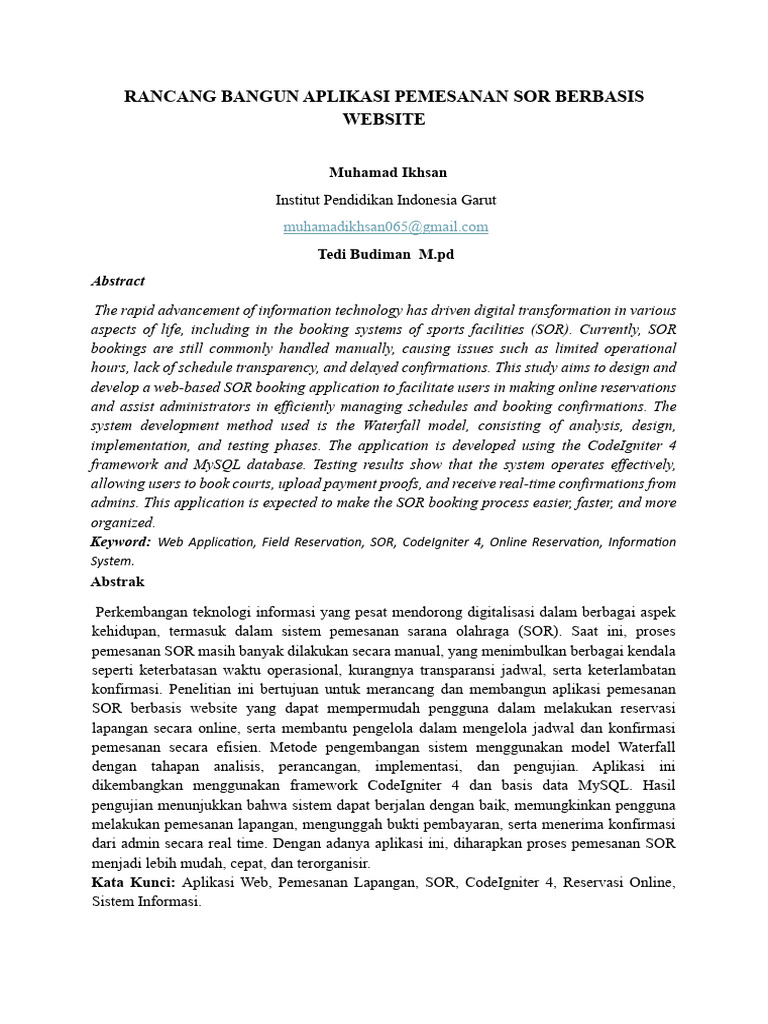 Aplikasi Pemesanan SOR Berbasis Web | PDF