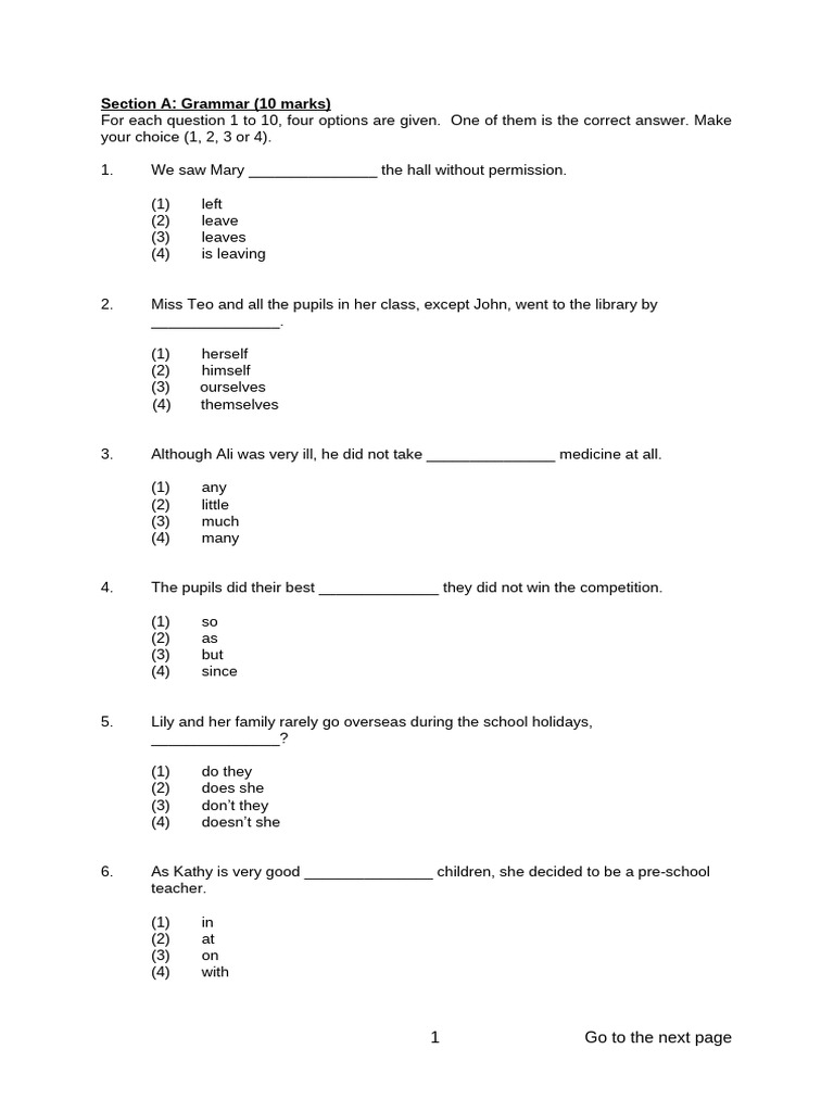 Grammar and Vocabulary Practice Test | PDF