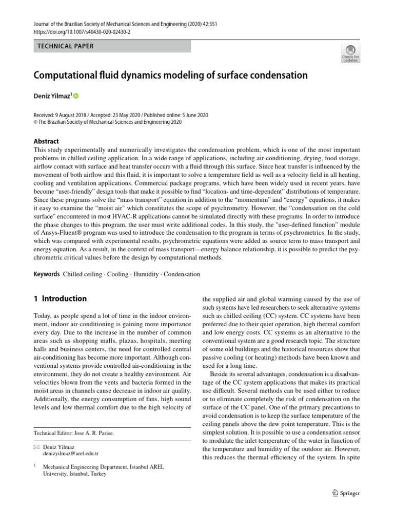 Computational Fluid Dynamics Modeling of Surface Condensation | PDF ...