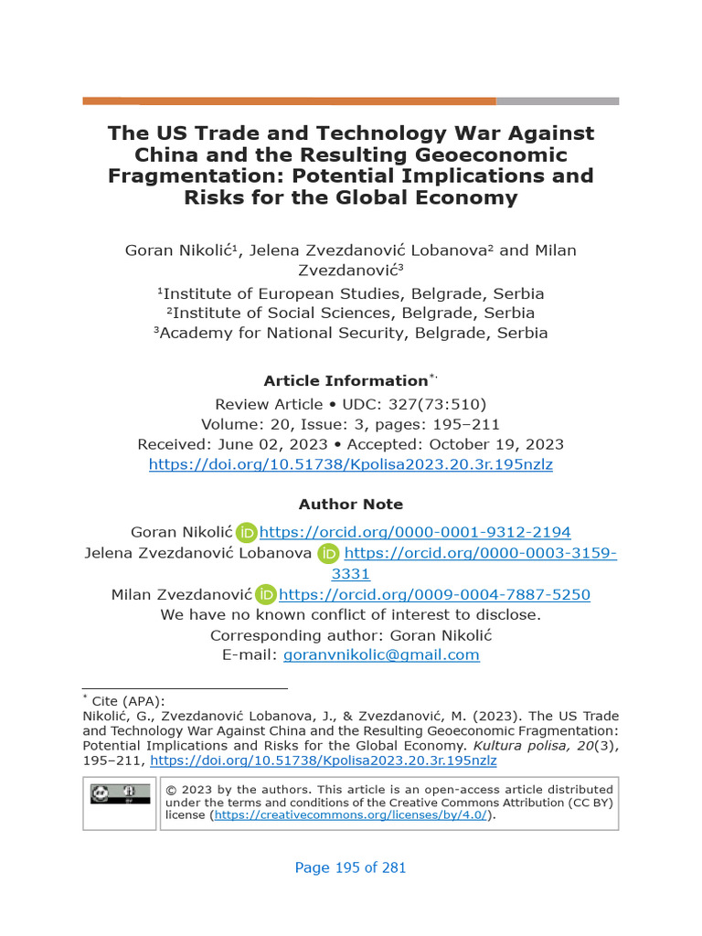 The Us Trade and Technology War Against China and | PDF | Globalization ...