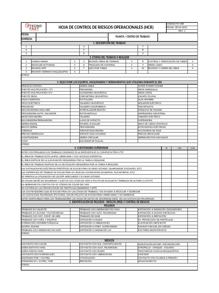 Control de Riesgos Operacionales HCR | PDF | Soldadura | Construcción