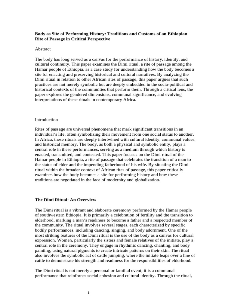Dimi Ritual: Ethiopian Rite of Passage | PDF | Rituals | Social Psychology