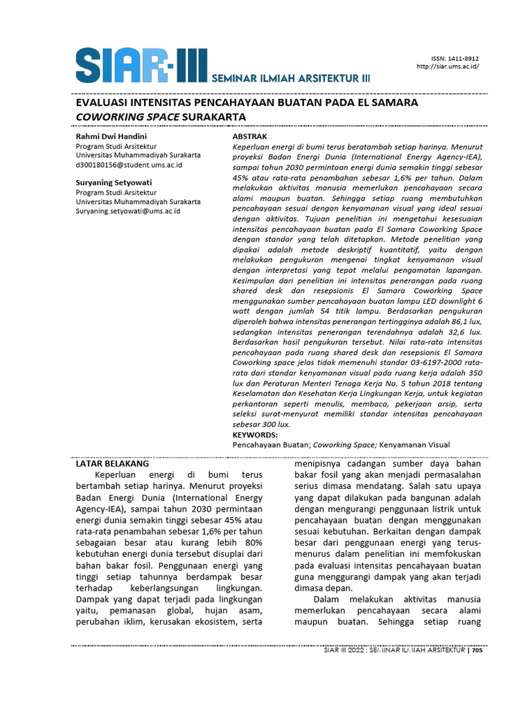 Evaluasi Pencahayaan Buatan El Samara | PDF