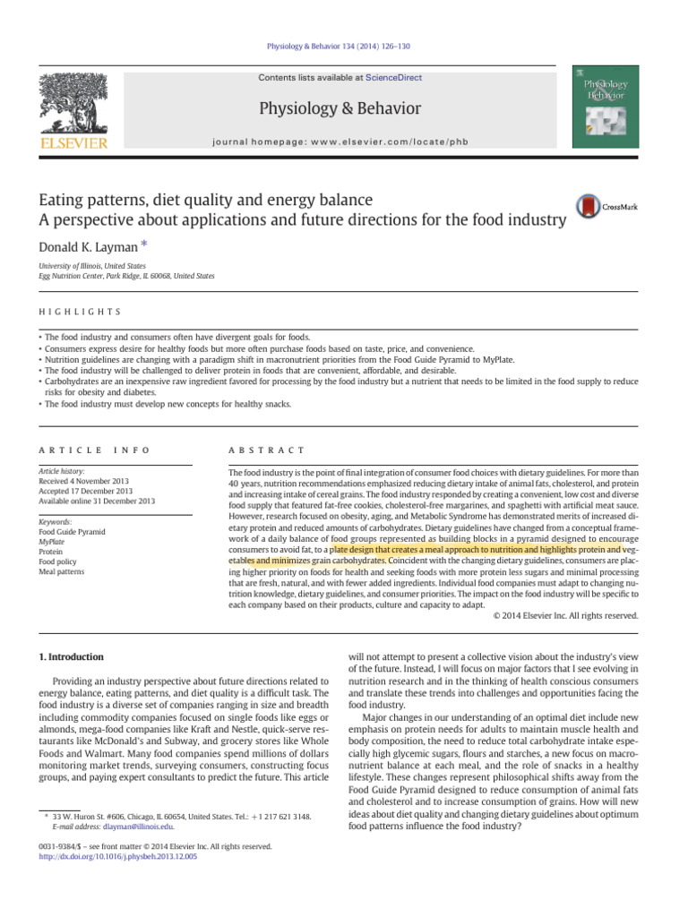 Eating Patterns Diet Quality and Energy Balance | PDF | Fat | Foods