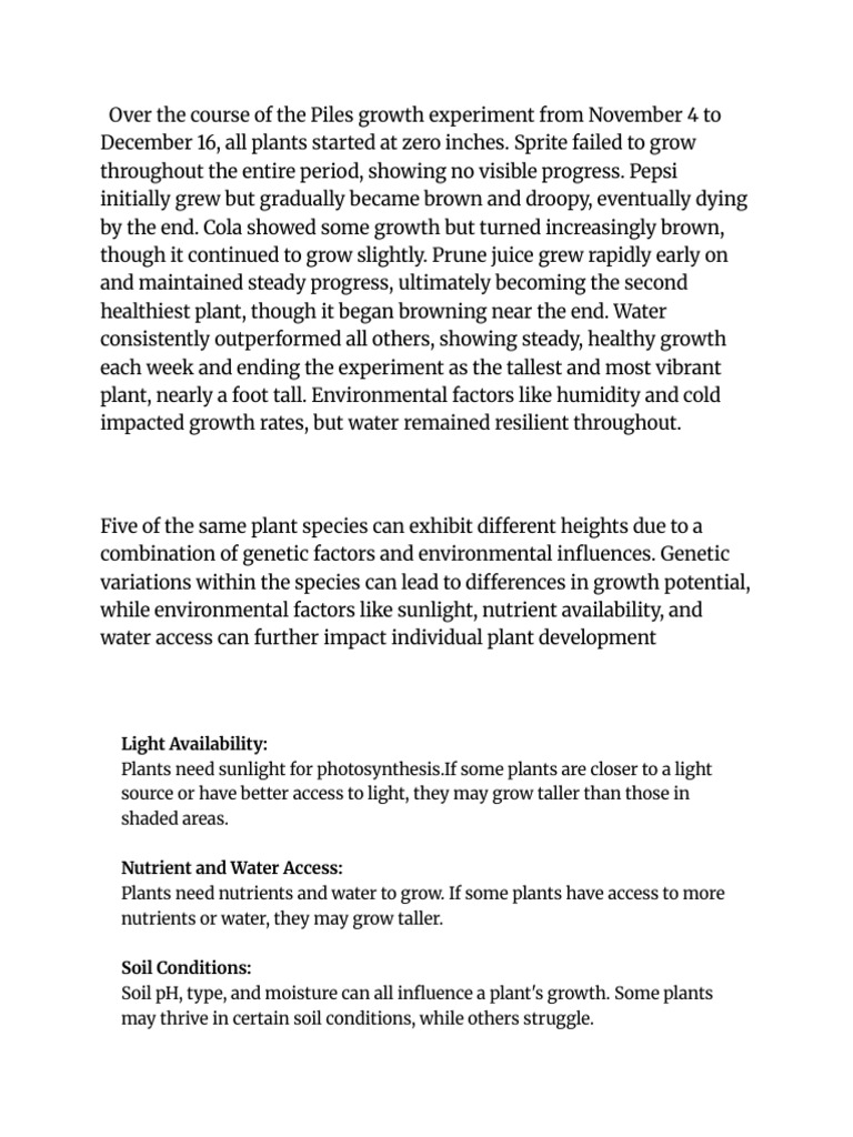 Plant Growth Experiment Results | PDF