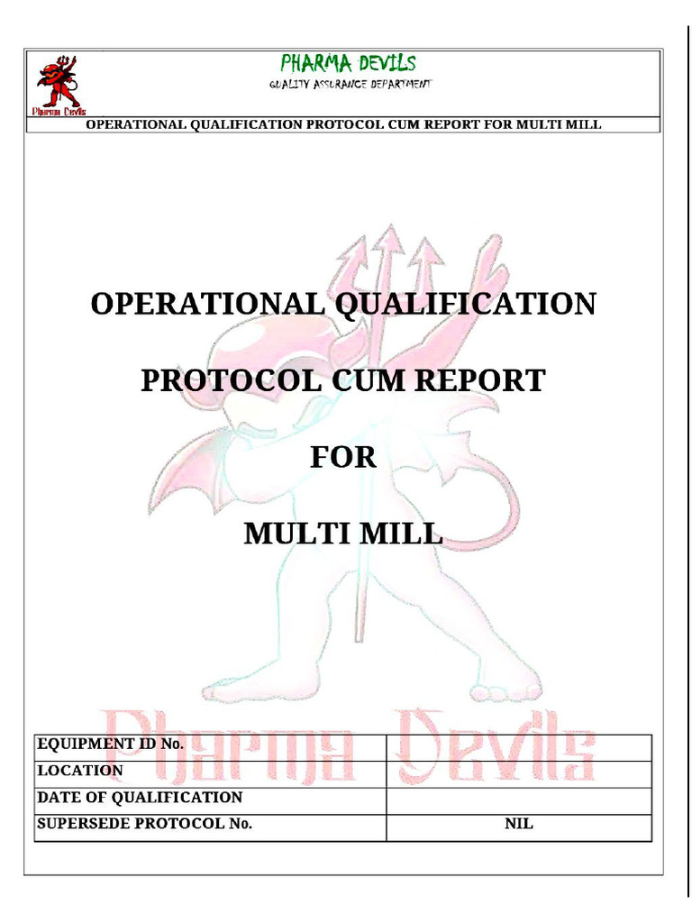 Operational Qualification of Multi Mill Execution Document | PDF