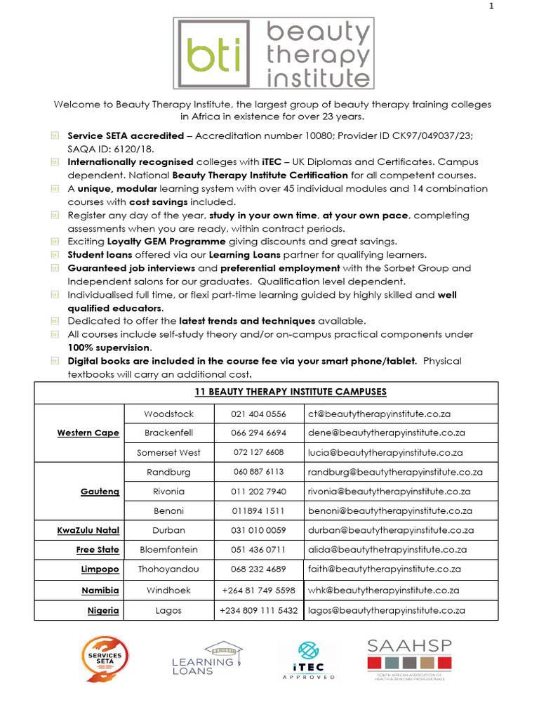 BTI Course Information 2019 1 | PDF | Massage