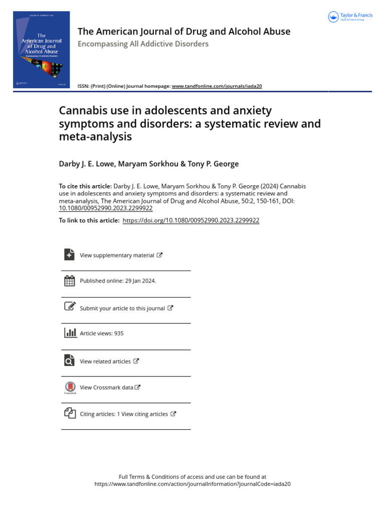 Adolescent Cannabis Use and Anxiety | PDF | Mental Disorder | Substance ...