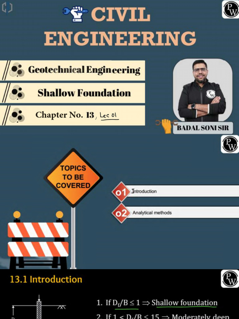 Shallow Foundation 01: Class Notes (Geotechnical Engineering) | PDF