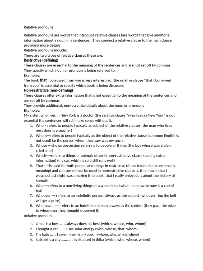 Relative Pronouns 1 | PDF | Pronoun | Language Mechanics
