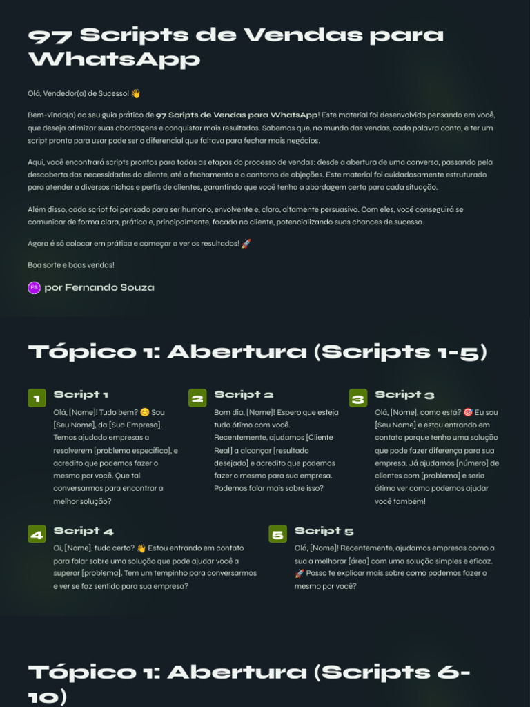 97 Scripts de Vendas para WhatsApp | PDF | Linguagem de script | Tempo