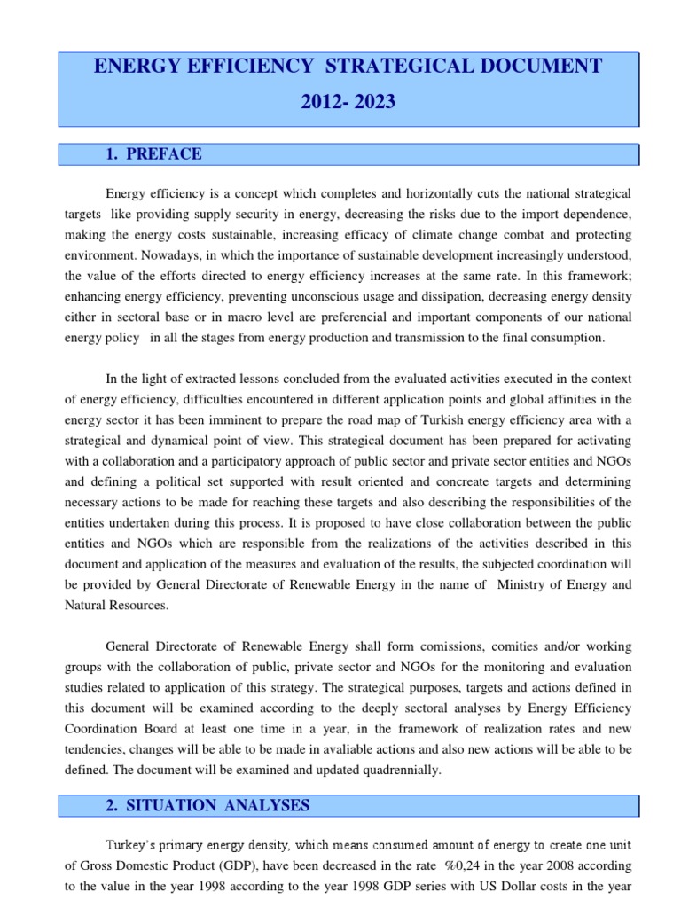Turkey's Energy Efficiency Strategy 2012-2023 | PDF | Efficient Energy ...
