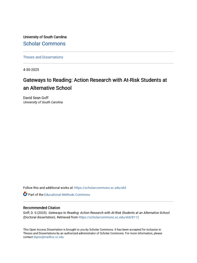 Gateways To Reading - Action Research With At-Risk Students at An | PDF ...