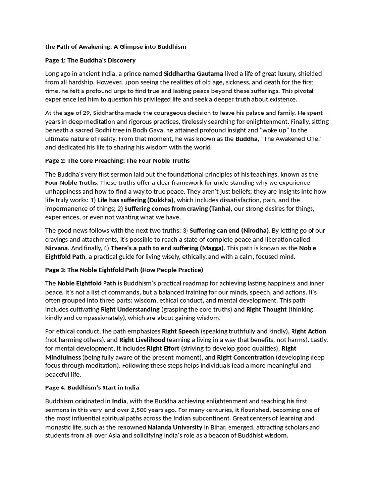 Buddhism: Awakening and Core Teachings | PDF | Noble Eightfold Path ...