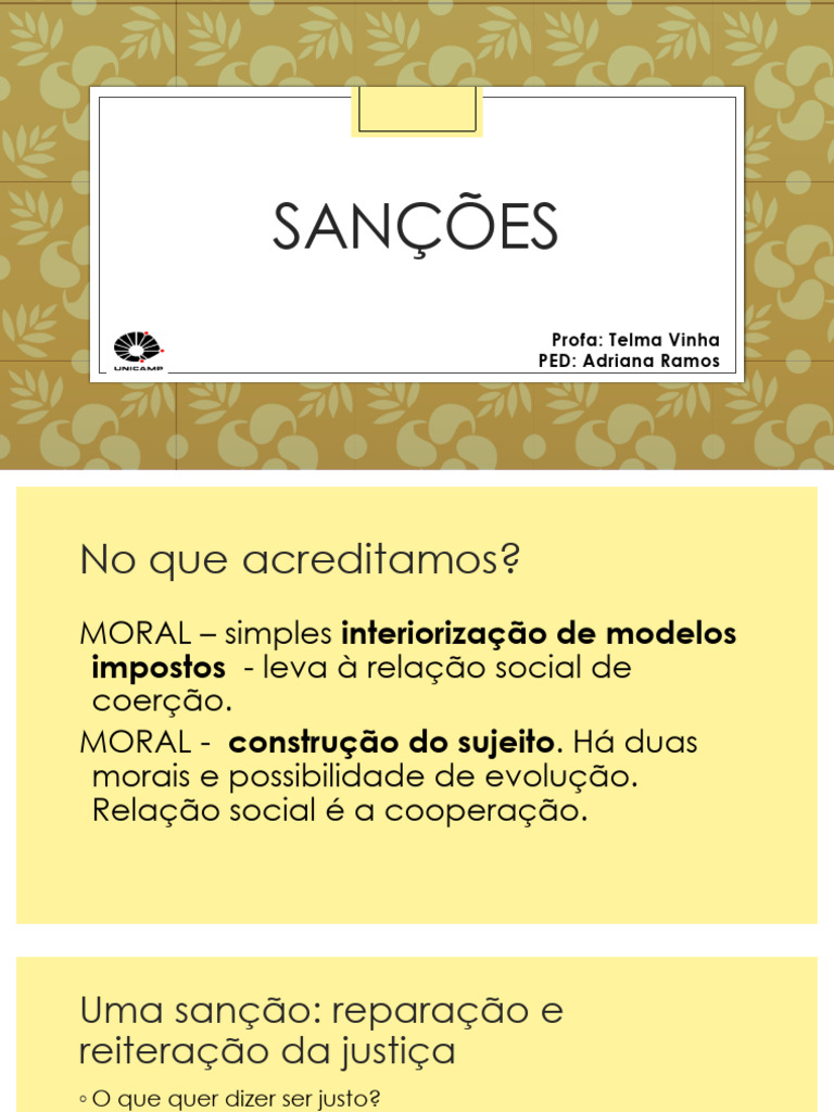 Sanções: Justiça e Moral na Educação | PDF | Pensamento | Justiça