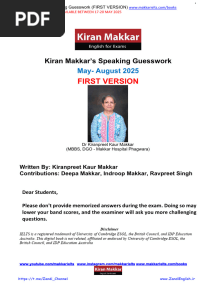 Makkar IELTS Speaking May to August 2025 First Version Zandi English