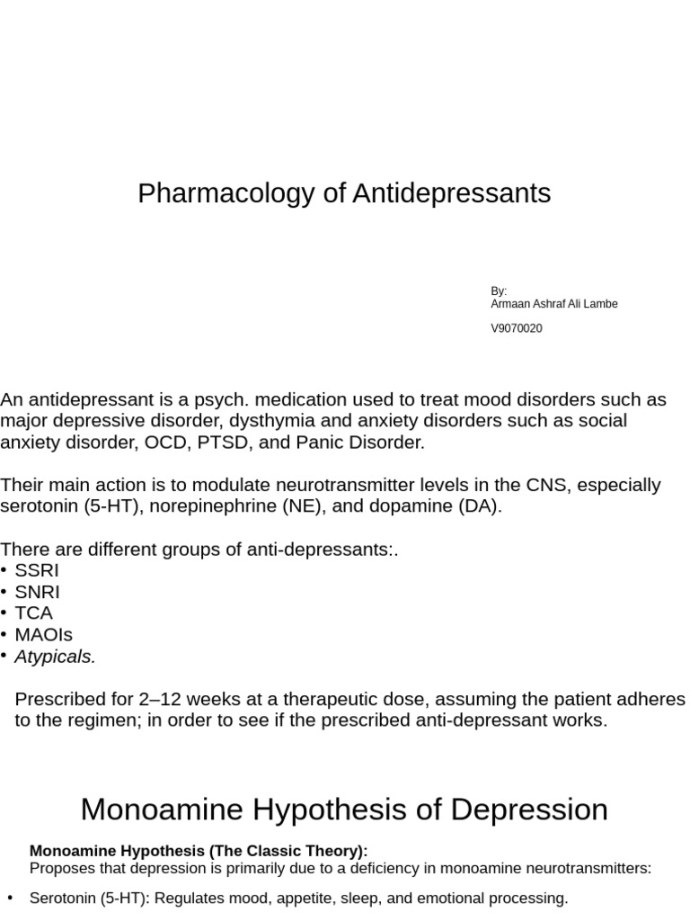 Antidepressants: Pharmacology Overview | PDF | Antidepressant ...