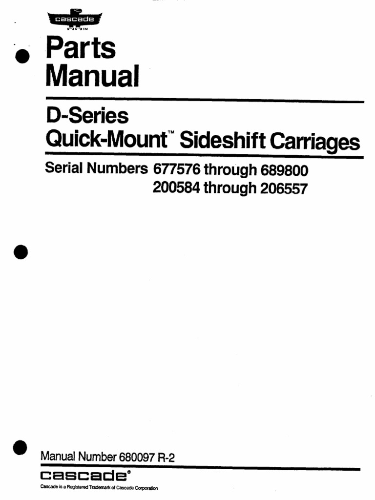 D-Series Sideshift Carriage Parts Manual | PDF