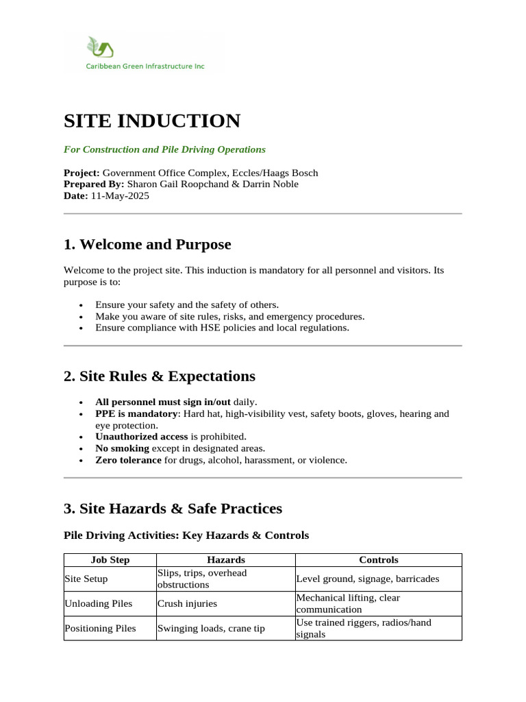 Construction Site Induction Guide | PDF | Personal Protective Equipment ...