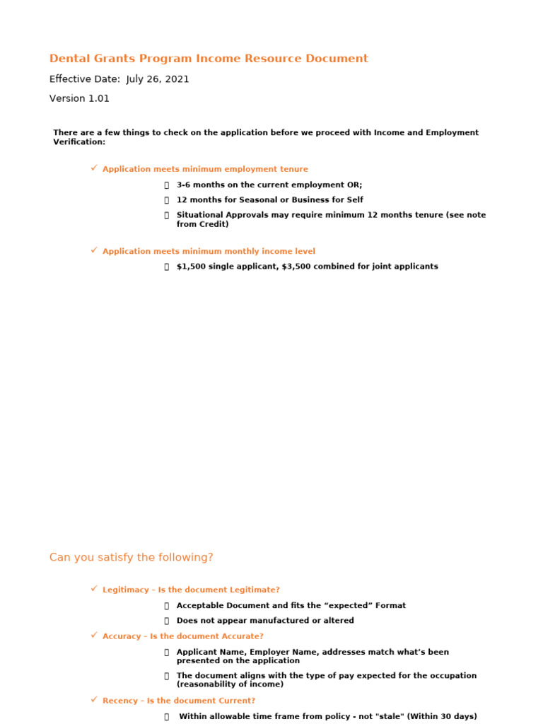 Dental Grants Program Income Resource Document | PDF | Paycheck ...