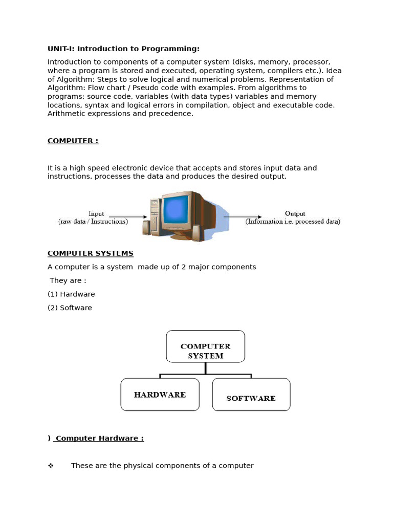 Introduction to Computer Programming Basics | PDF | Integer (Computer ...