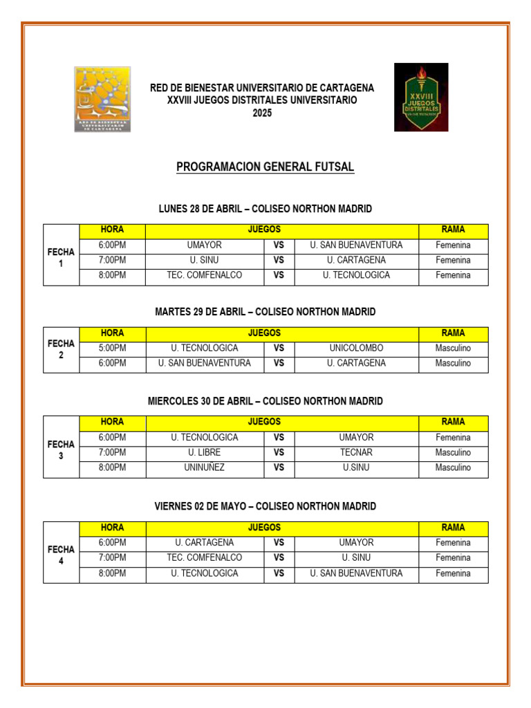Programación para Eventos Ejemplos de Torneos de Fútbol Sola | PDF
