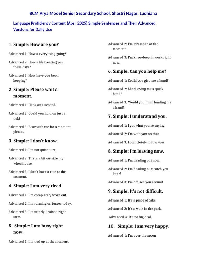 Advanced Language Proficiency Examples | PDF | Linguistics