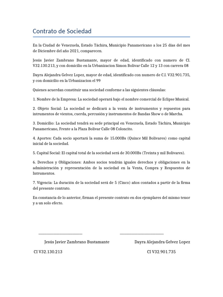 Contrado de Sociedad | PDF