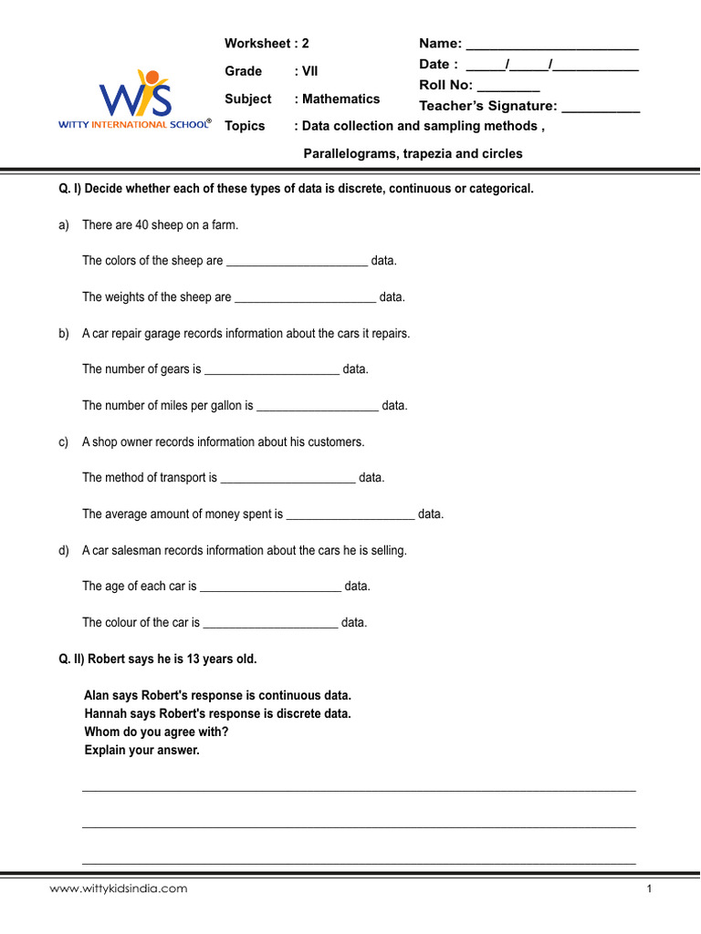 IGCSE Grade VII Math WS 2 | PDF | Area | Elementary Geometry
