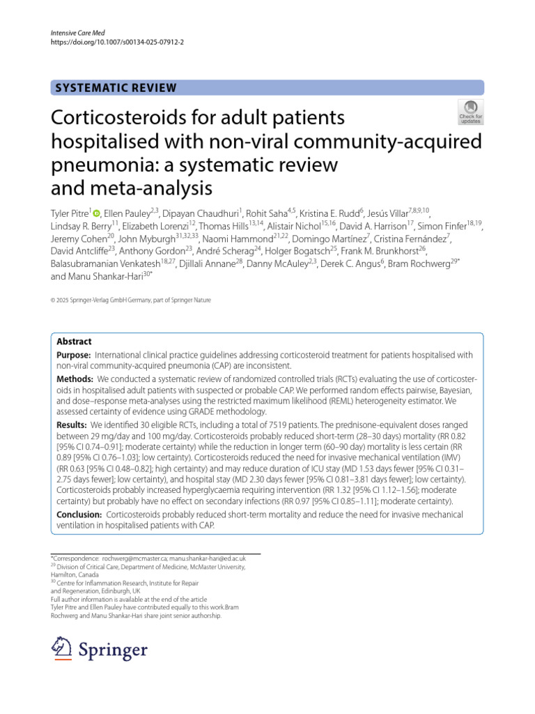 Corticosteroids in Non-Viral CAP: Review | PDF | Systematic Review ...