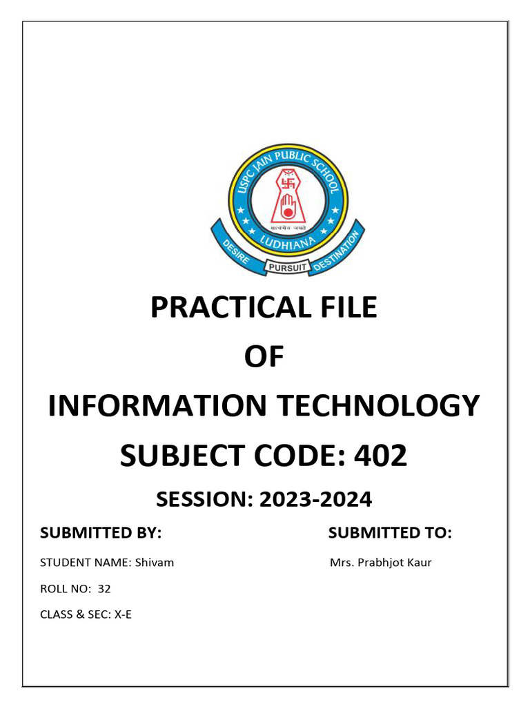 Information Technology Practical File | PDF | Computing | Data Management