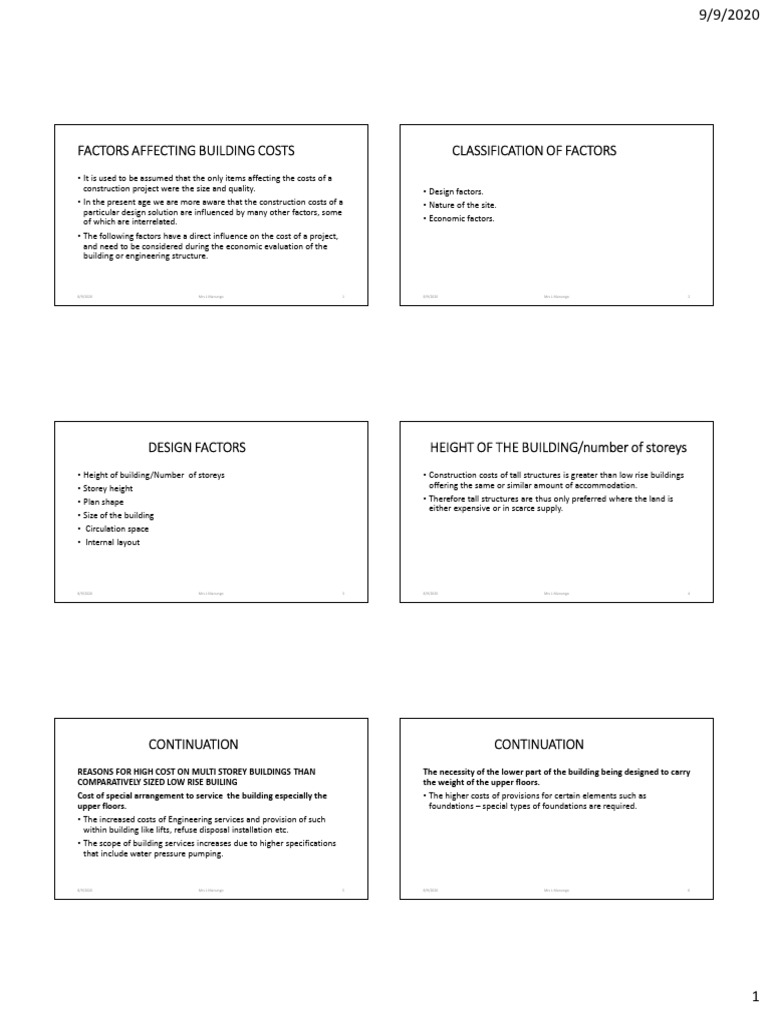 Factors Influencing Building Costs | PDF | Area | Building