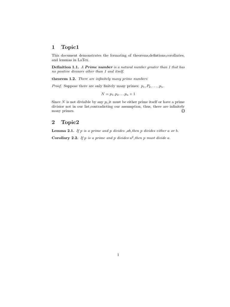 LaTeX Formatting for Theorems and Definitions | PDF
