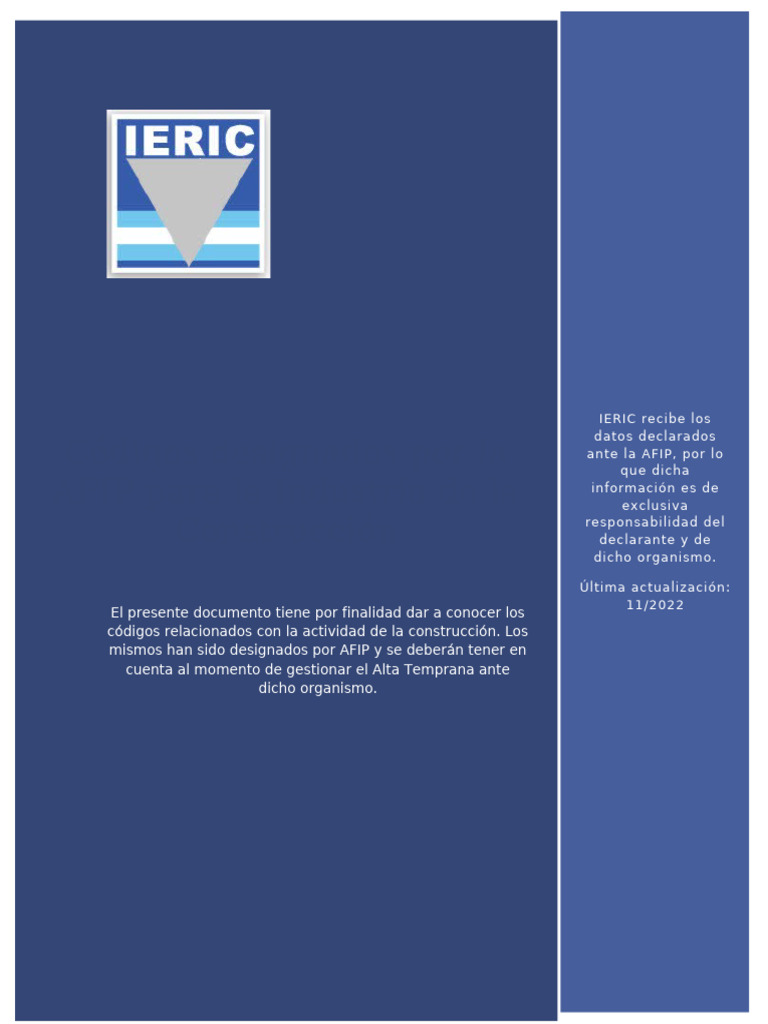 Códigos AFIP para Construcción | PDF