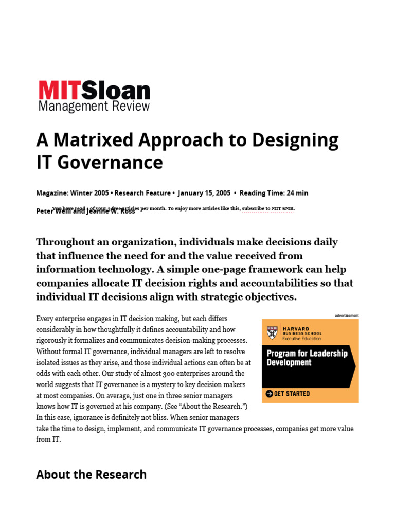 IT Governance Framework for Enterprises | PDF | Governance | Chief ...