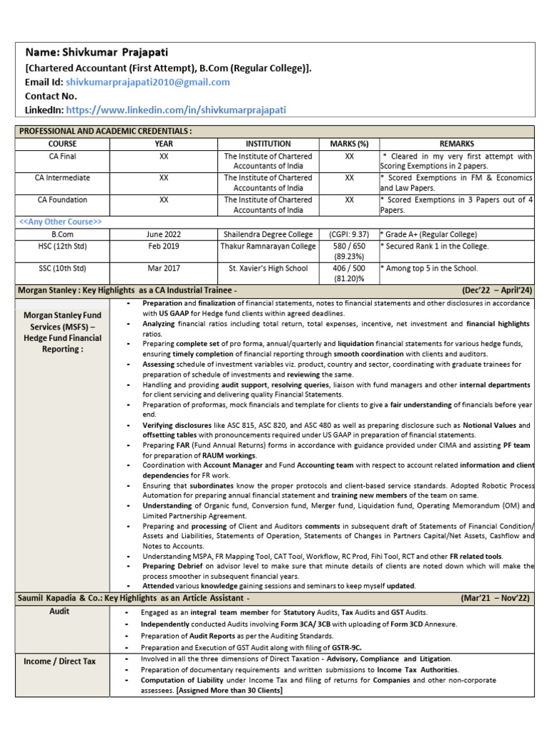 Linkedin CV Templates - by Shiv | PDF | Taxes