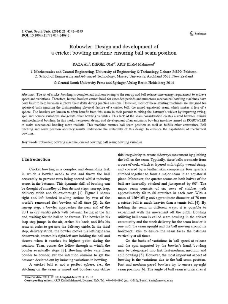 Vler Design and Development of A Cri | PDF | Bowling (Cricket ...