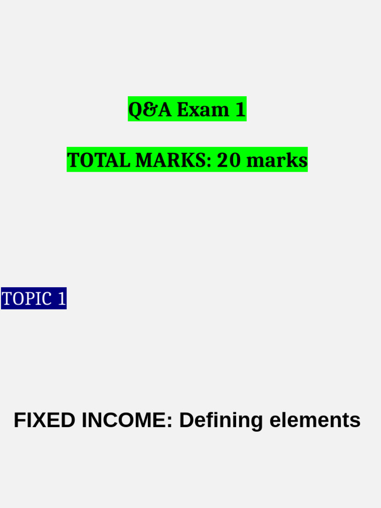 Fixed Income Exam Questions and Answers | PDF | Bonds (Finance) | Interest