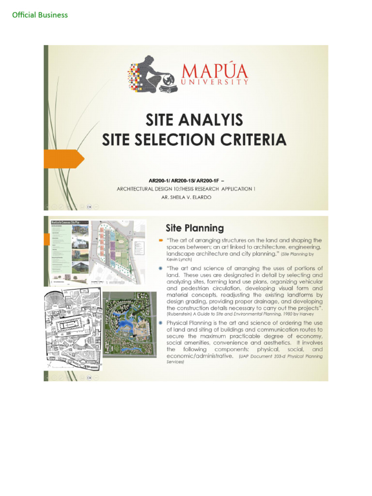 Site Selection Criteria1 | PDF