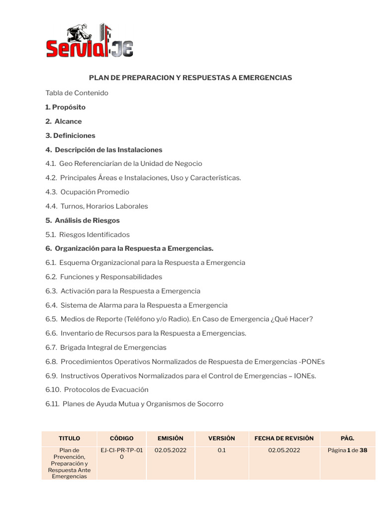 Plan de Emergencia 2022 | PDF | Primeros auxilios | Seguridad y salud ...