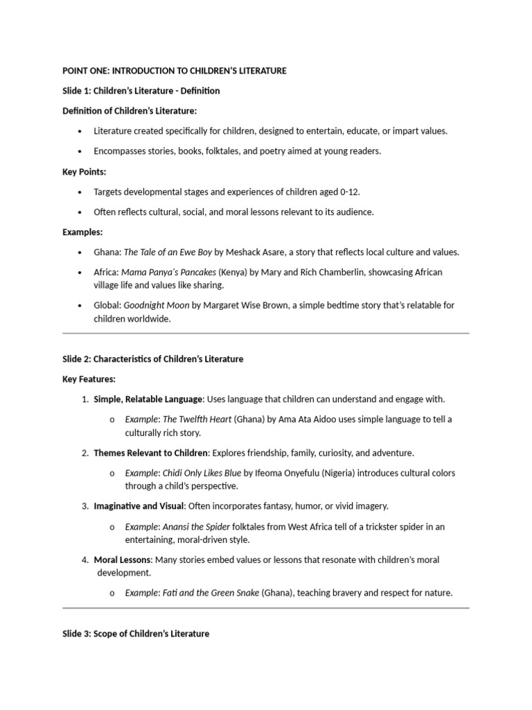 Understanding Children's Literature Essentials | PDF | Reading ...