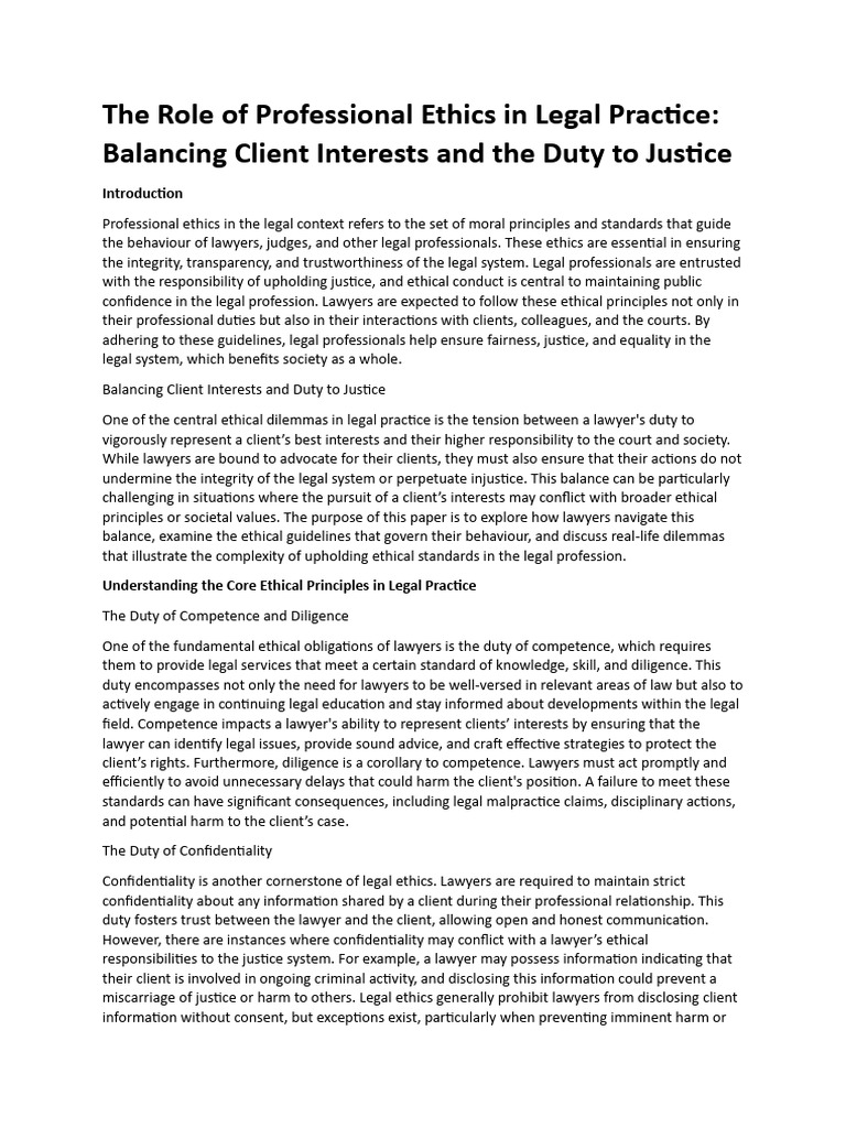 Professional Ethics in Legal Practice | PDF | Conflict Of Interest ...
