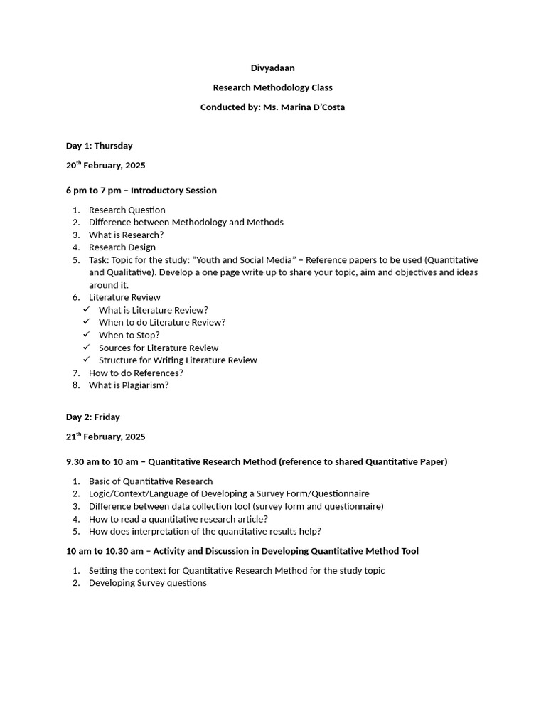 Research Methodology Workshop Overview | PDF | Qualitative Research ...