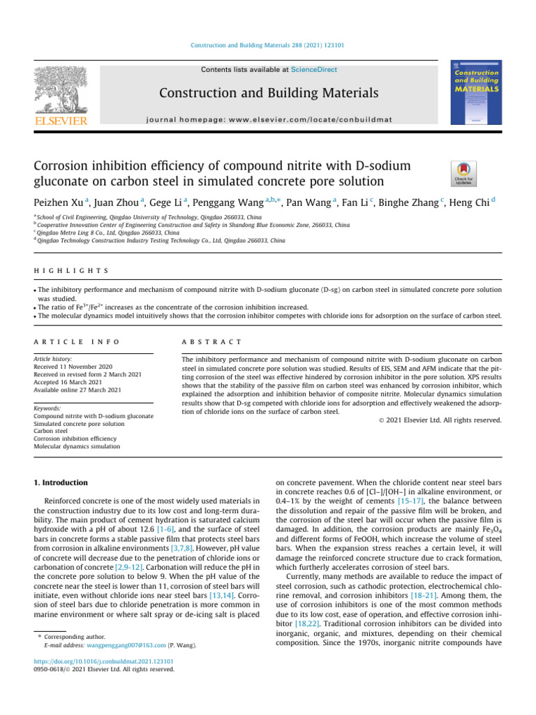 Corrosion Inhibition of Carbon Steel | PDF | Corrosion | Adsorption